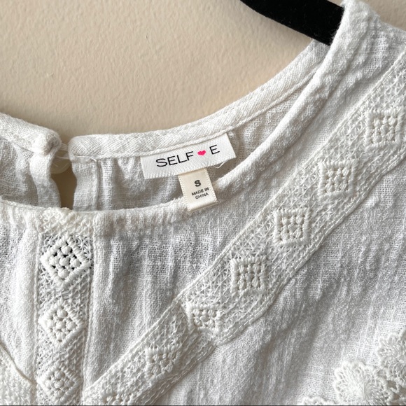 Cute Cream Woven Lace Boho Crop Top Bow Back - Picture 4 of 9